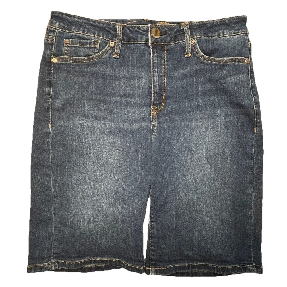 Seven7 Sunset Bermuda Denim Shorts Womens 14 Blue‎ Stretch Mid Rise Jean Shorts